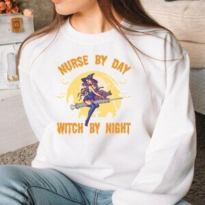 Halloween Nurse Witch By Night Sweatshirt 17